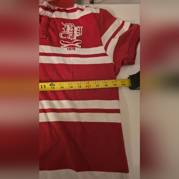 Ditch Plan red and white striped short sleeve size M - Picture 6 of 8